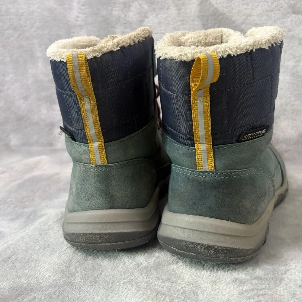 KEEN Kids Winter‎ Boots Size 10 Teal Green Insulated Fleece Lined Snow